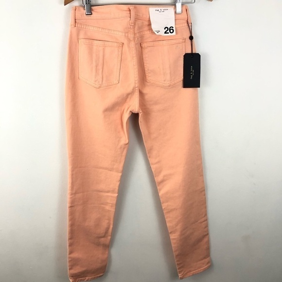 Rag & bone High Rise Peach Orange Color Skinny Jeans 26 - Picture 4 of 8
